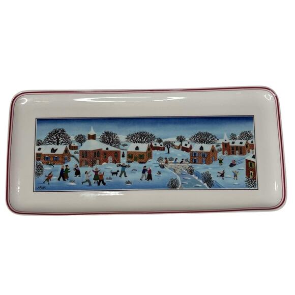Villeroy & Boch Design Naif Rectangular Platter Gérard Laplau Winter Village - Picture 5 of 7
